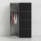 Verona Sliding Wardrobe 120cm in Black Matt with Black Matt Doors with 2 Shelves