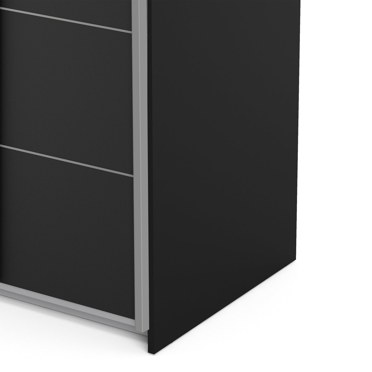 Verona Sliding Wardrobe 120cm in Black Matt with Black Matt Doors with 2 Shelves