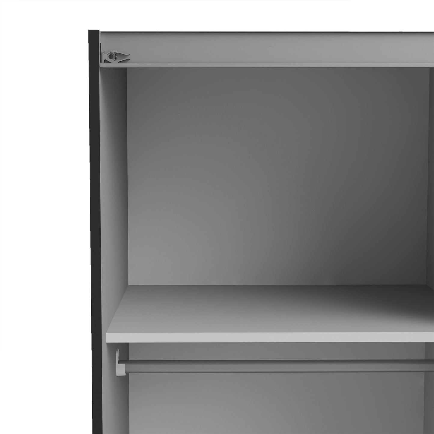 Verona Sliding Wardrobe 120cm in Black Matt with Black Matt Doors with 2 Shelves