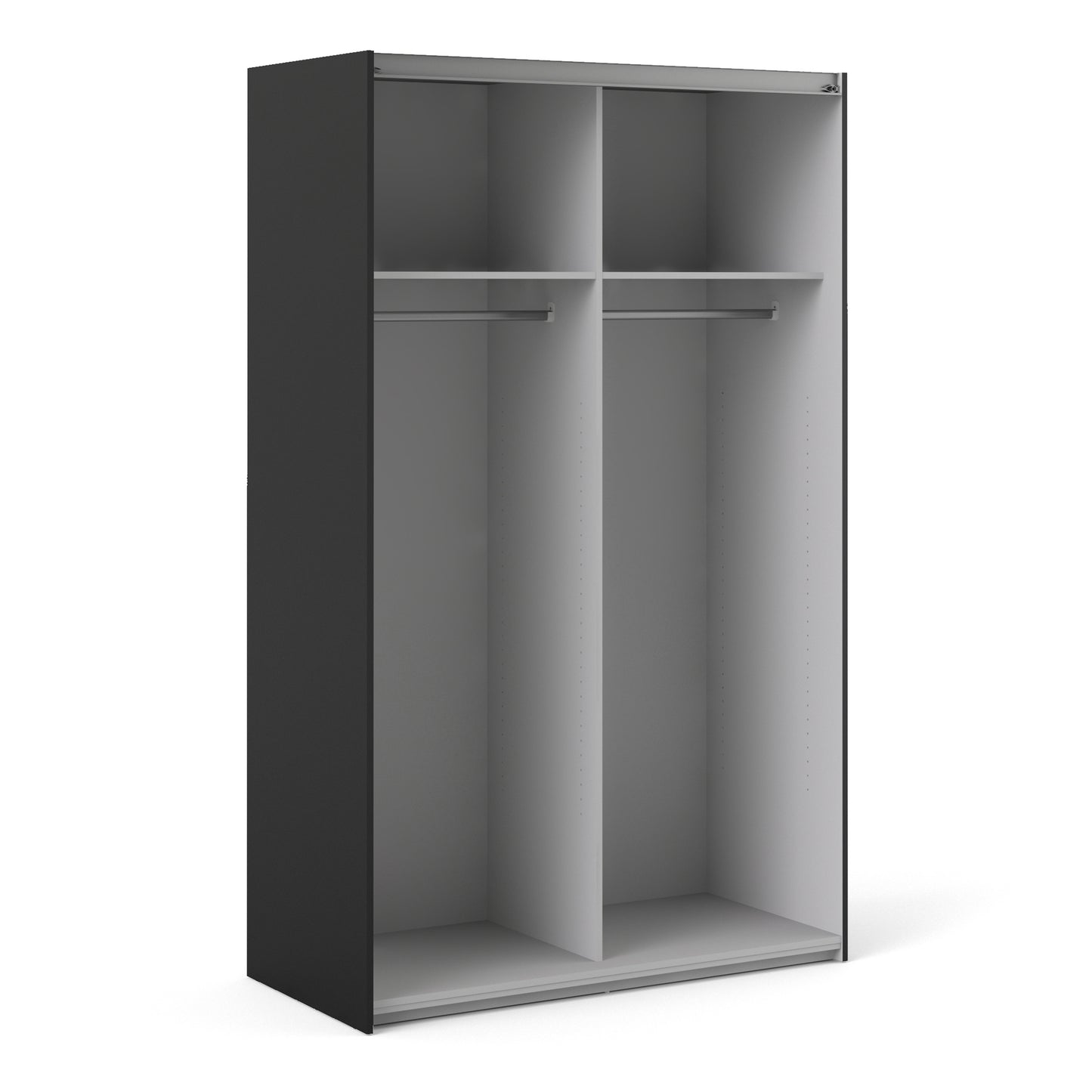 Verona Sliding Wardrobe 120cm in Black Matt with Black Matt Doors with 2 Shelves