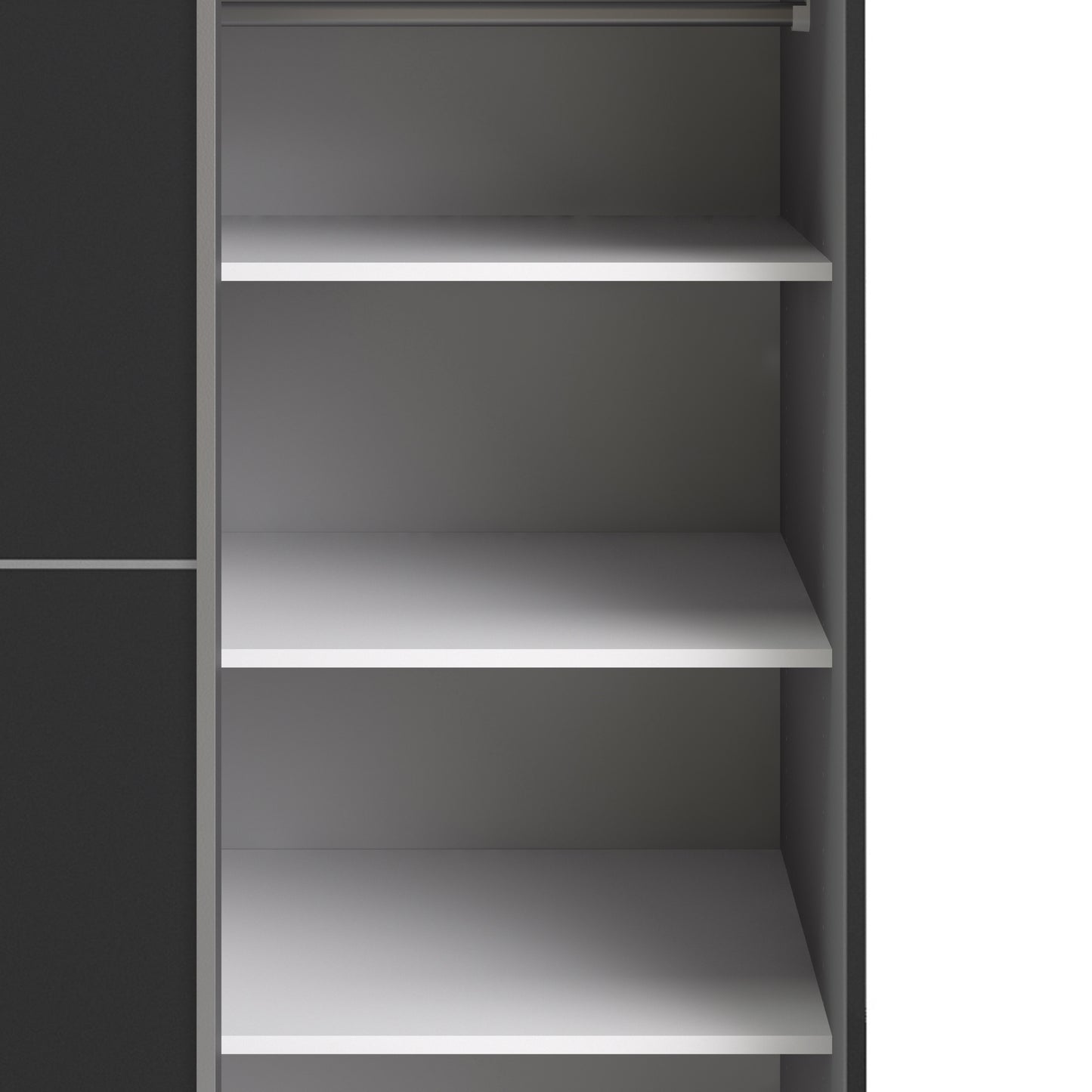 Verona Sliding Wardrobe 120cm in Black Matt with Black Matt Doors with 5 Shelves