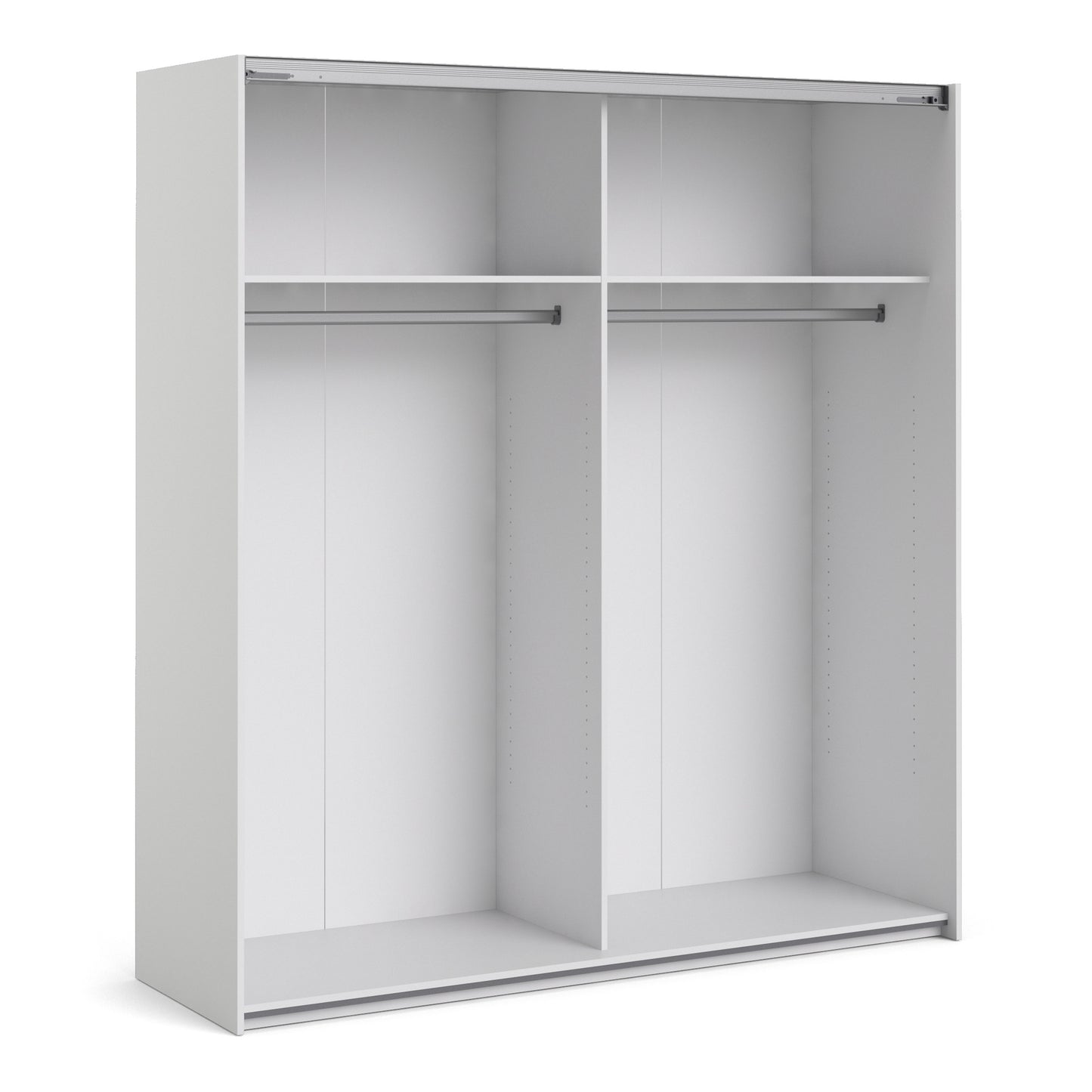 Verona Sliding Wardrobe 180cm in White with White Doors with 2 Shelves