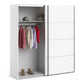 Verona Sliding Wardrobe 180cm in White with White Doors with 2 Shelves