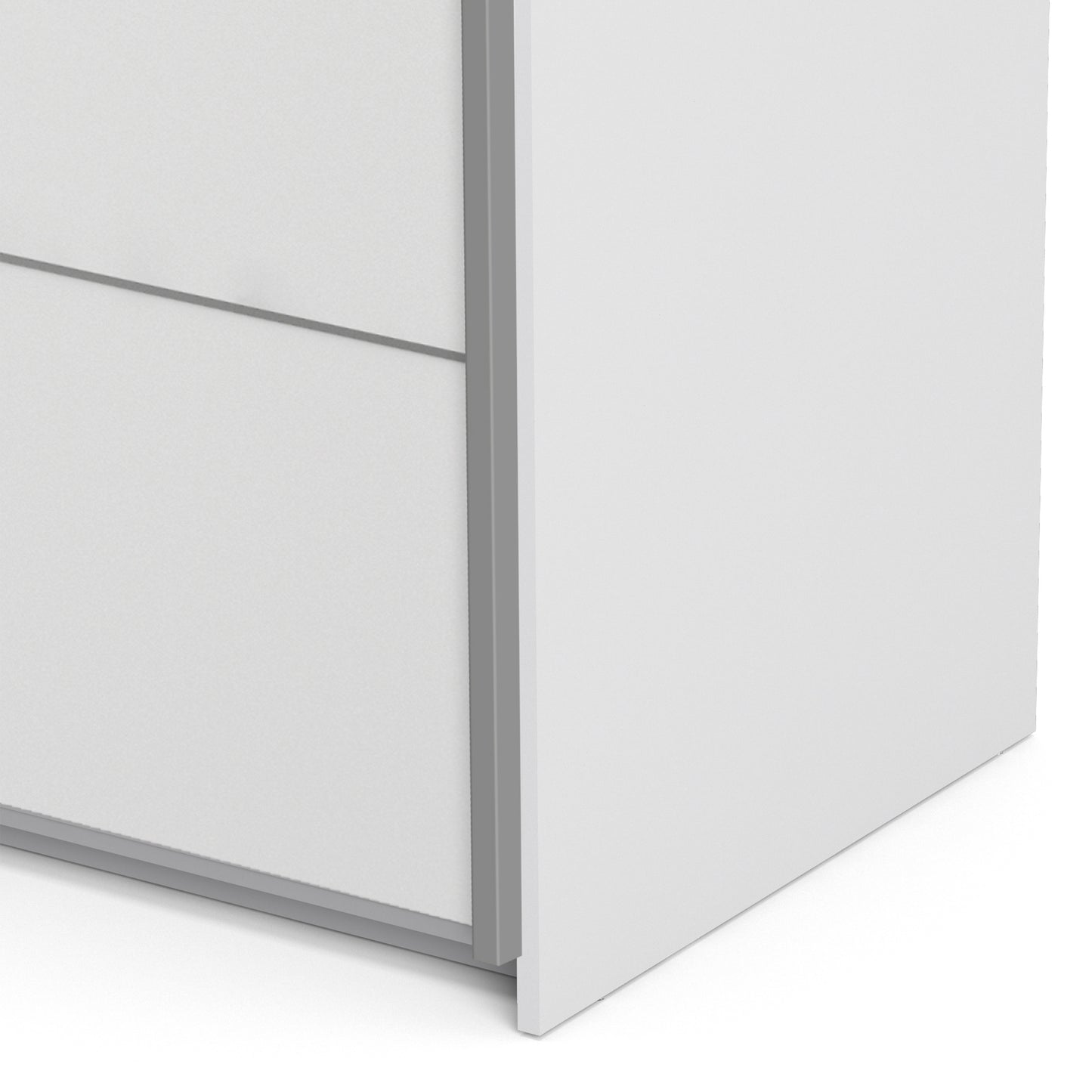 Verona Sliding Wardrobe 180cm in White with White Doors with 2 Shelves