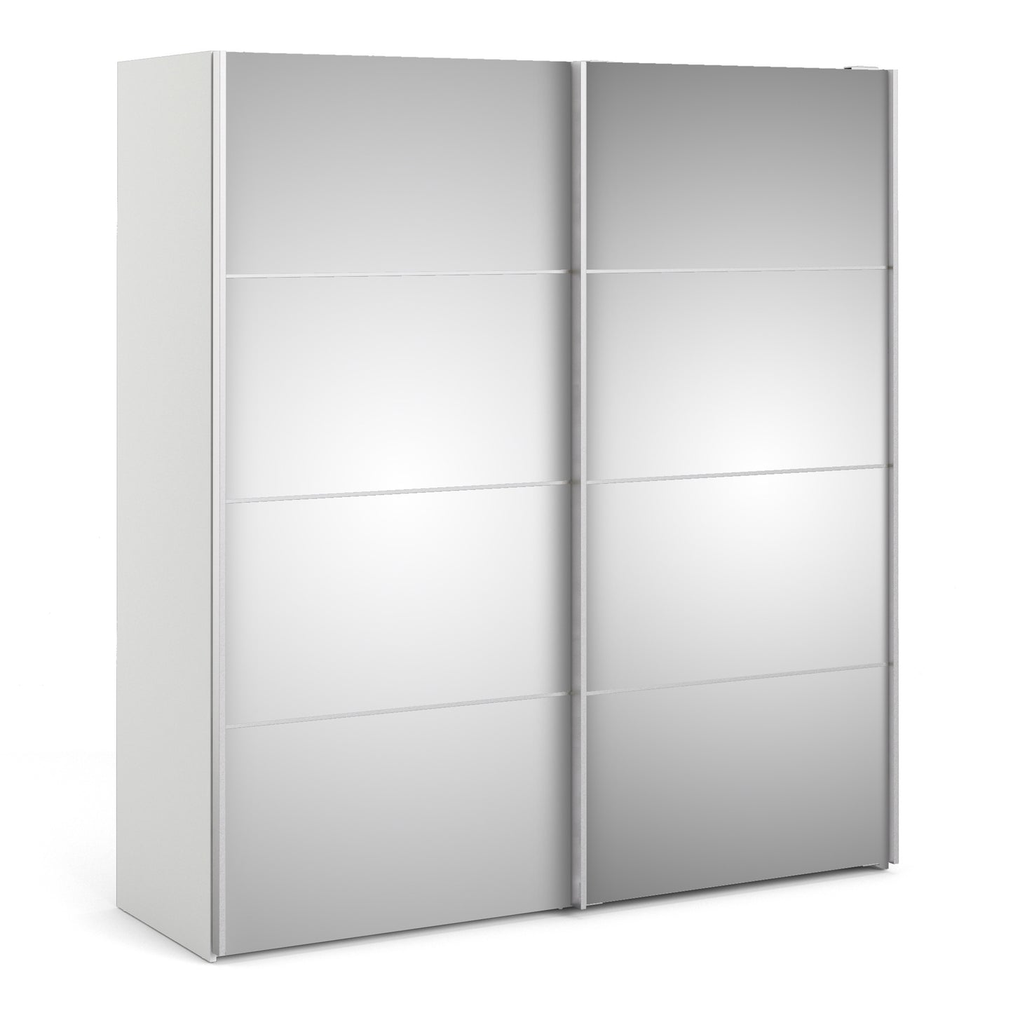 Verona Sliding Wardrobe 180cm in White with Mirror Doors with 2 Shelves