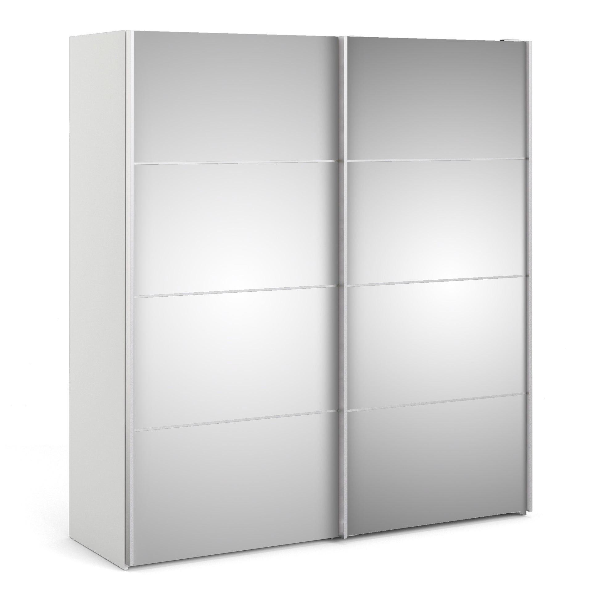 Verona Sliding Wardrobe 180cm in White with Mirror Doors with 2 Shelves