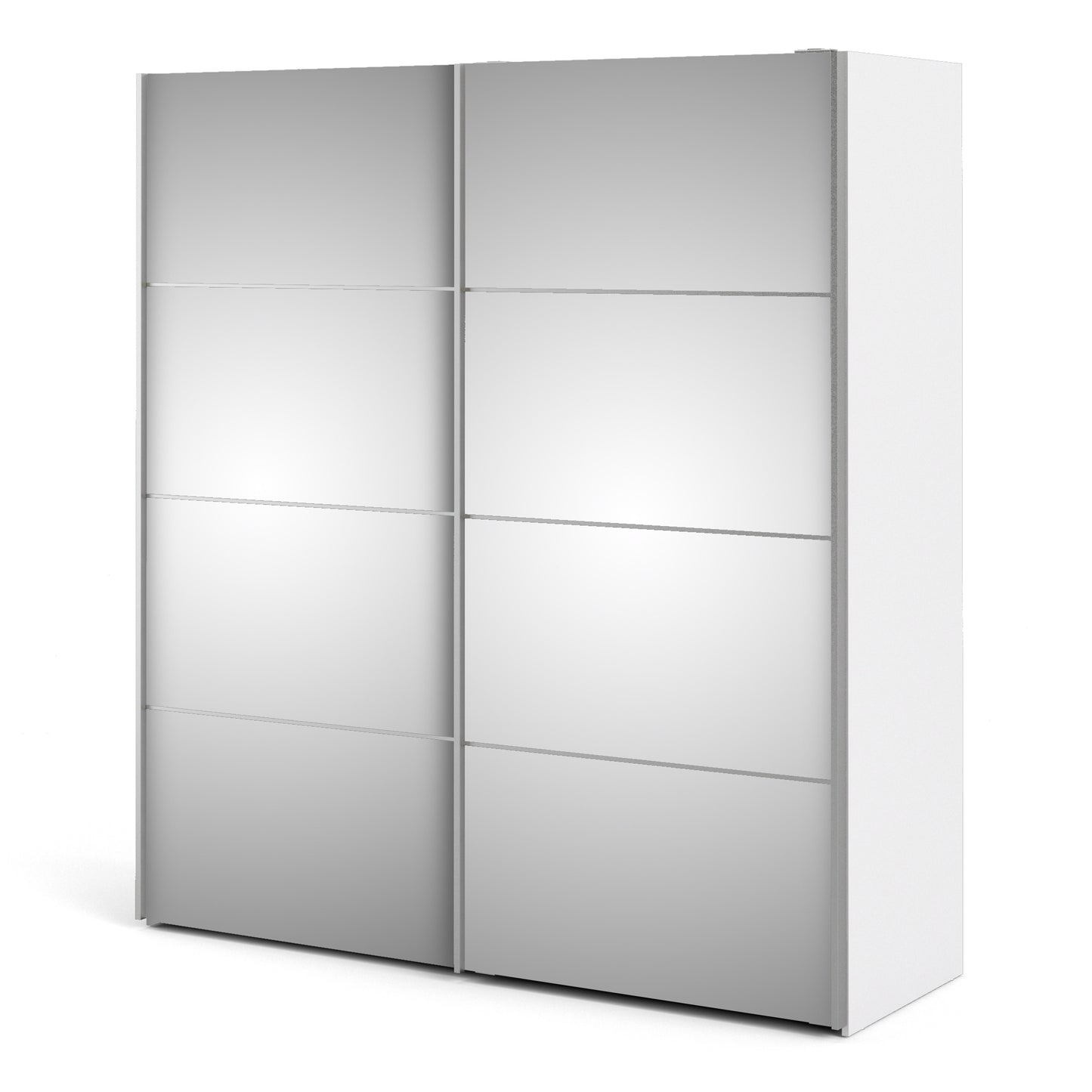 Verona Sliding Wardrobe 180cm in White with Mirror Doors with 2 Shelves