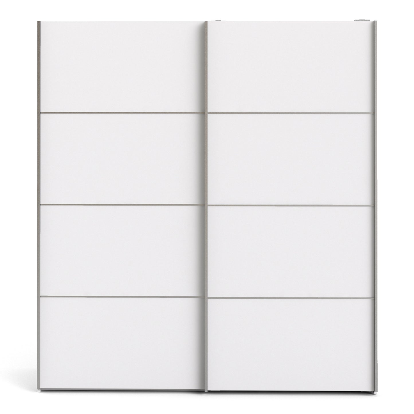 Verona Sliding Wardrobe 180cm in White with White Doors with 5 Shelves