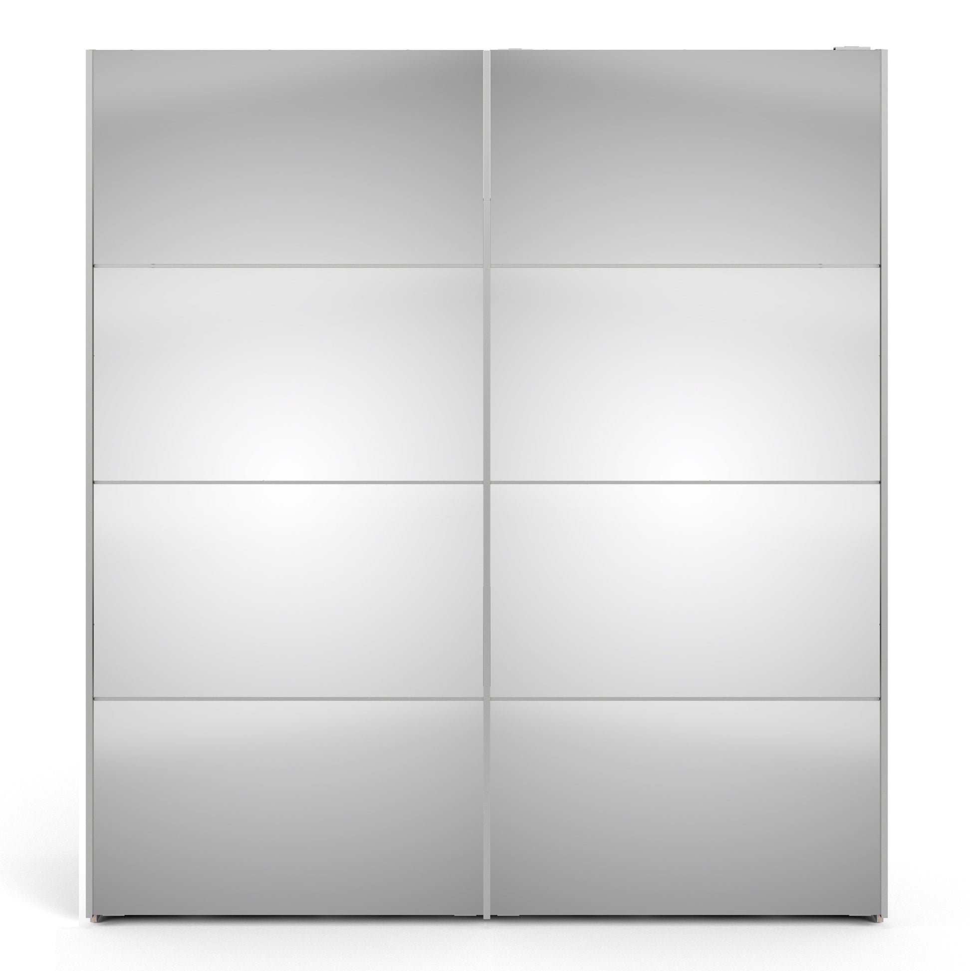 Verona Sliding Wardrobe 180cm in White with Mirror Doors with 5 Shelves