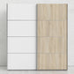 Verona Sliding Wardrobe 180cm in White with White and Oak Doors with 2 Shelves