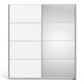 Verona Sliding Wardrobe 180cm in White with White and Mirror Doors with 2 Shelves