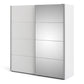 Verona Sliding Wardrobe 180cm in White with White and Mirror Doors with 2 Shelves