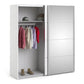 Verona Sliding Wardrobe 180cm in White with White and Mirror Doors with 2 Shelves