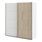 Verona Sliding Wardrobe 180cm in White with White and Oak Doors with 5 Shelves