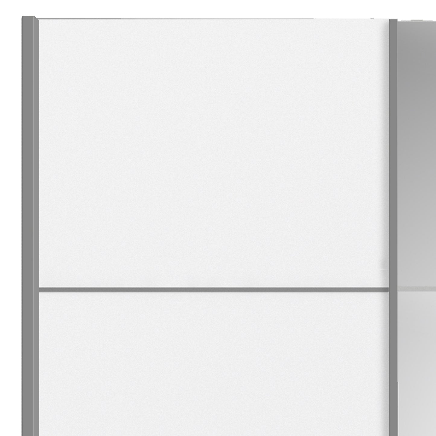 Verona Sliding Wardrobe 180cm in White with White and Mirror Doors with 5 Shelves