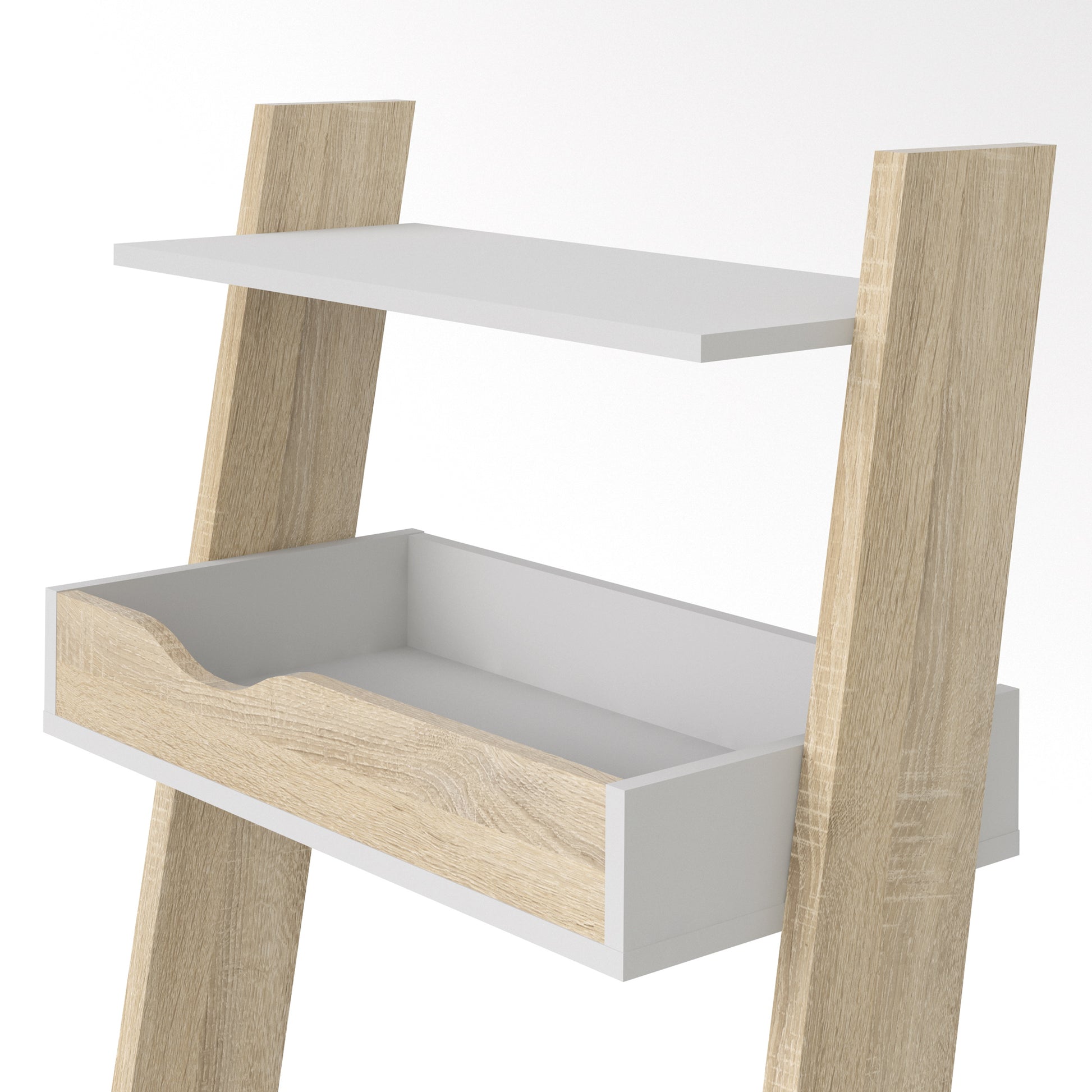 Oslo Leaning Desk in White and Oak