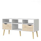 Oslo TV Unit Wide 2 Drawers 4 Shelves in White and Oak