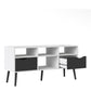 Oslo TV Unit Wide 2 Drawers 4 Shelves in White and Black Matt