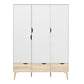 Oslo Wardrobe 3 Doors 3 Drawers in White and Oak