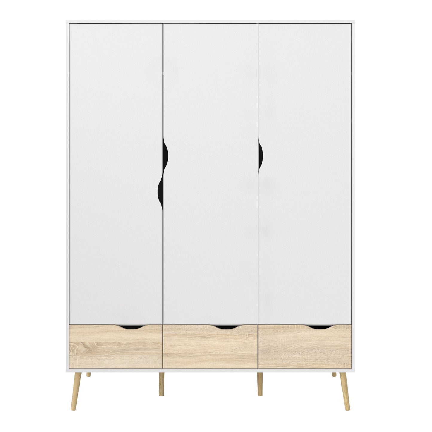 Oslo Wardrobe 3 Doors 3 Drawers in White and Oak