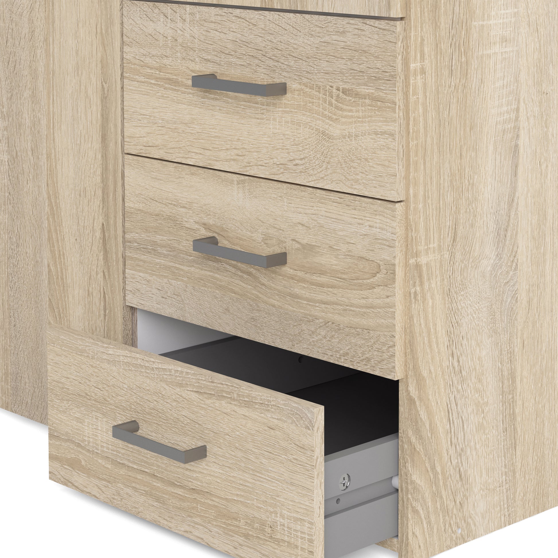 Space Wardrobe 3 Doors 3 Drawers in Oak 2000