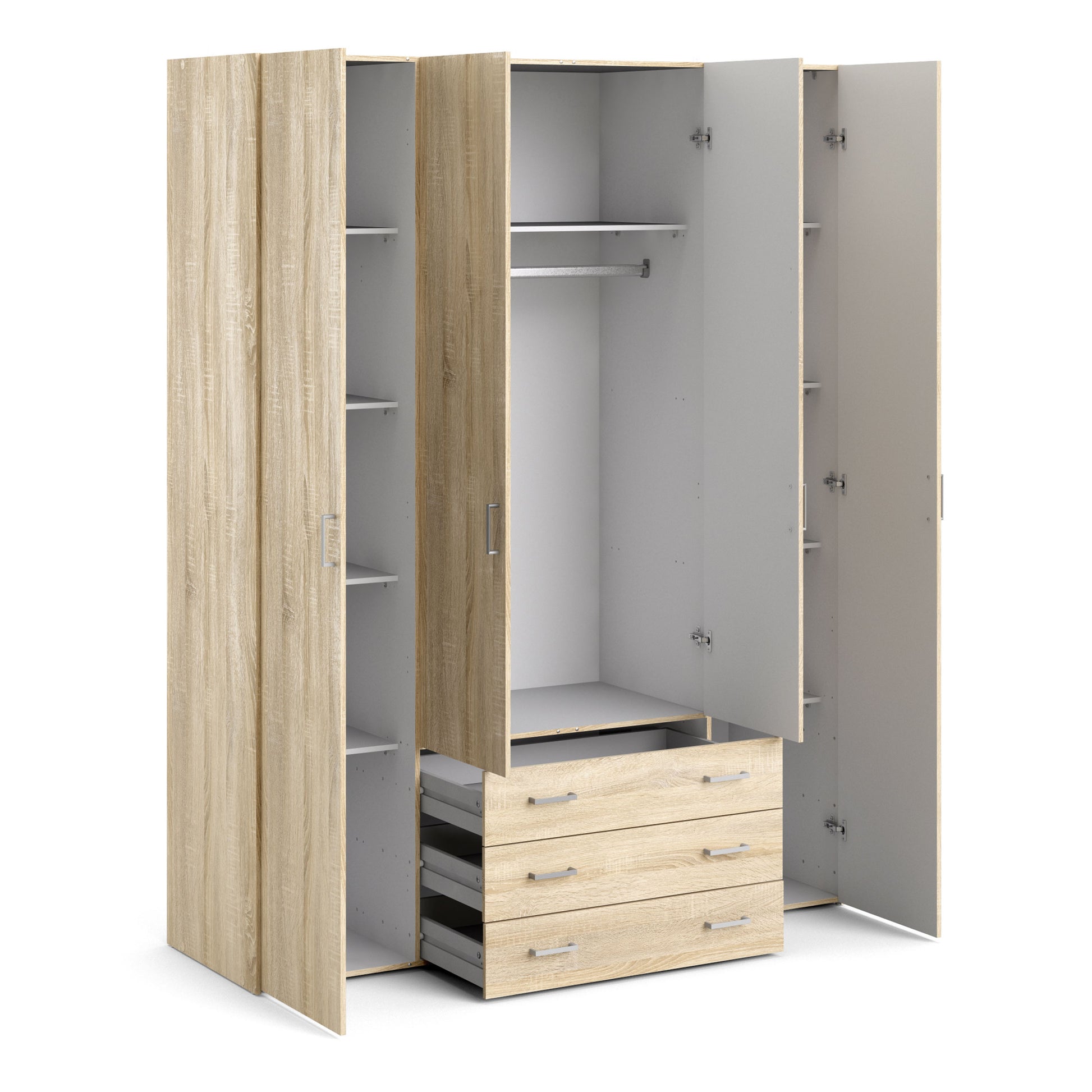 Space Wardrobe 4 Doors 3 Drawers in Oak 2000