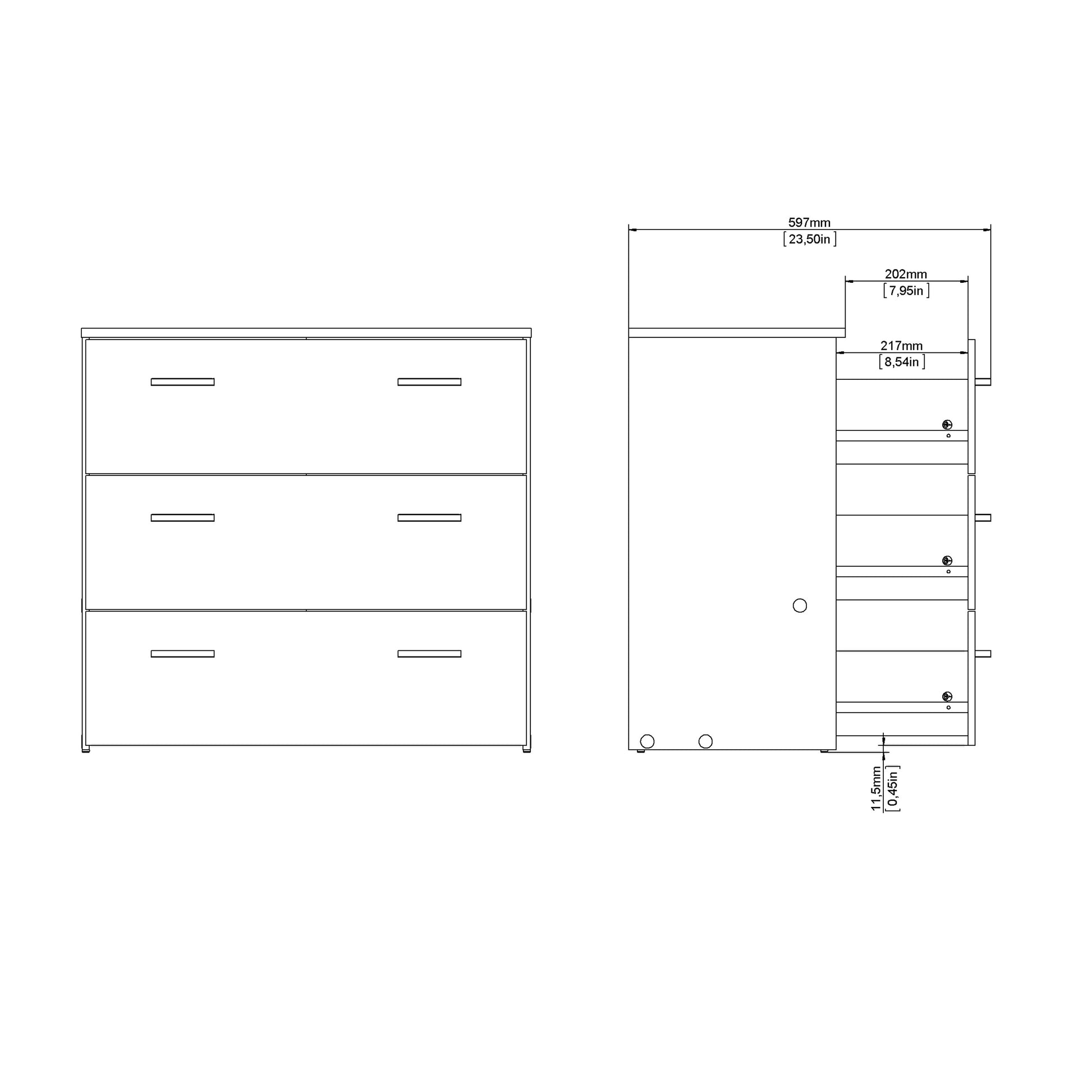 Space Chest of 3 Drawers in Oak