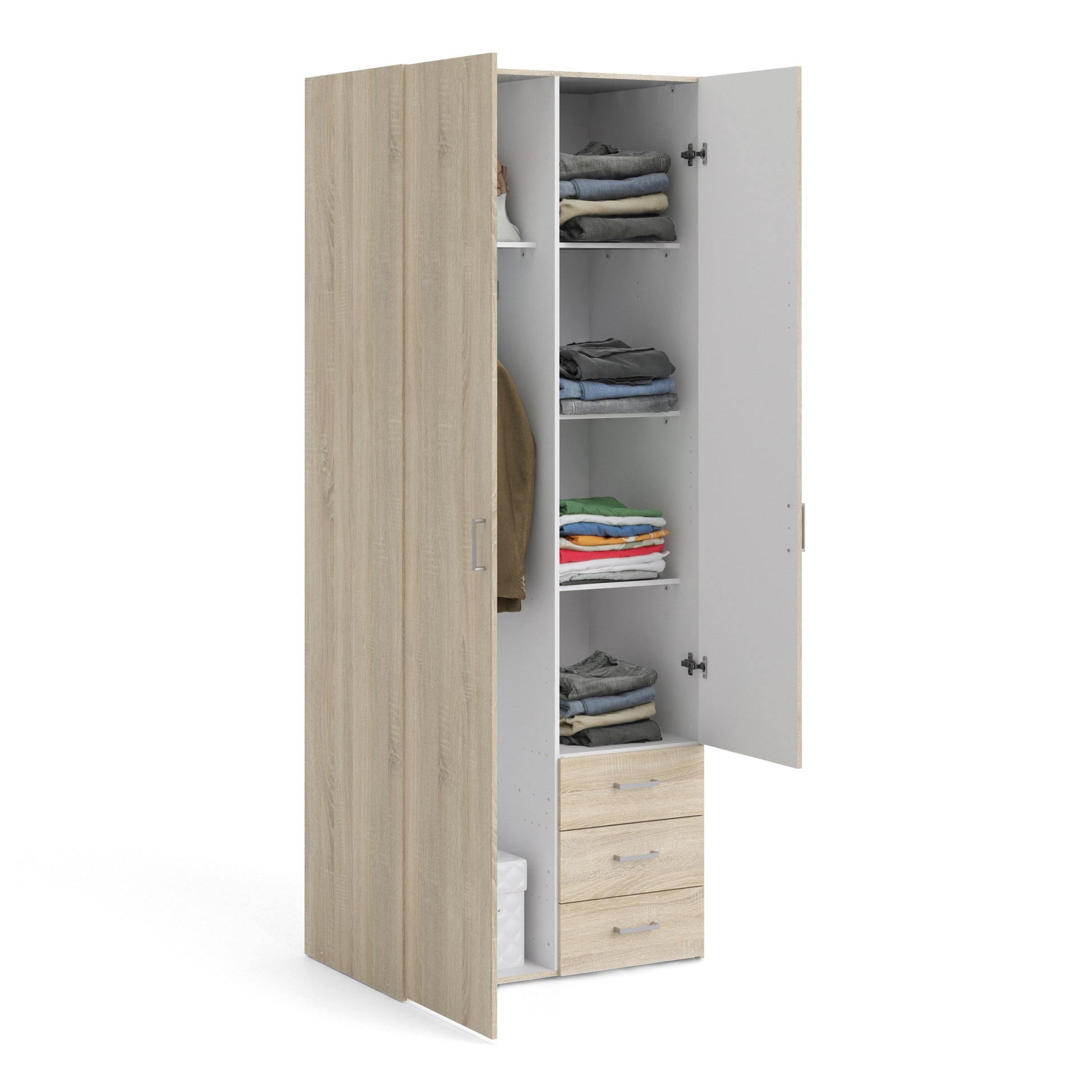 Space Wardrobe 2 Doors 3 Drawers in Oak 2000