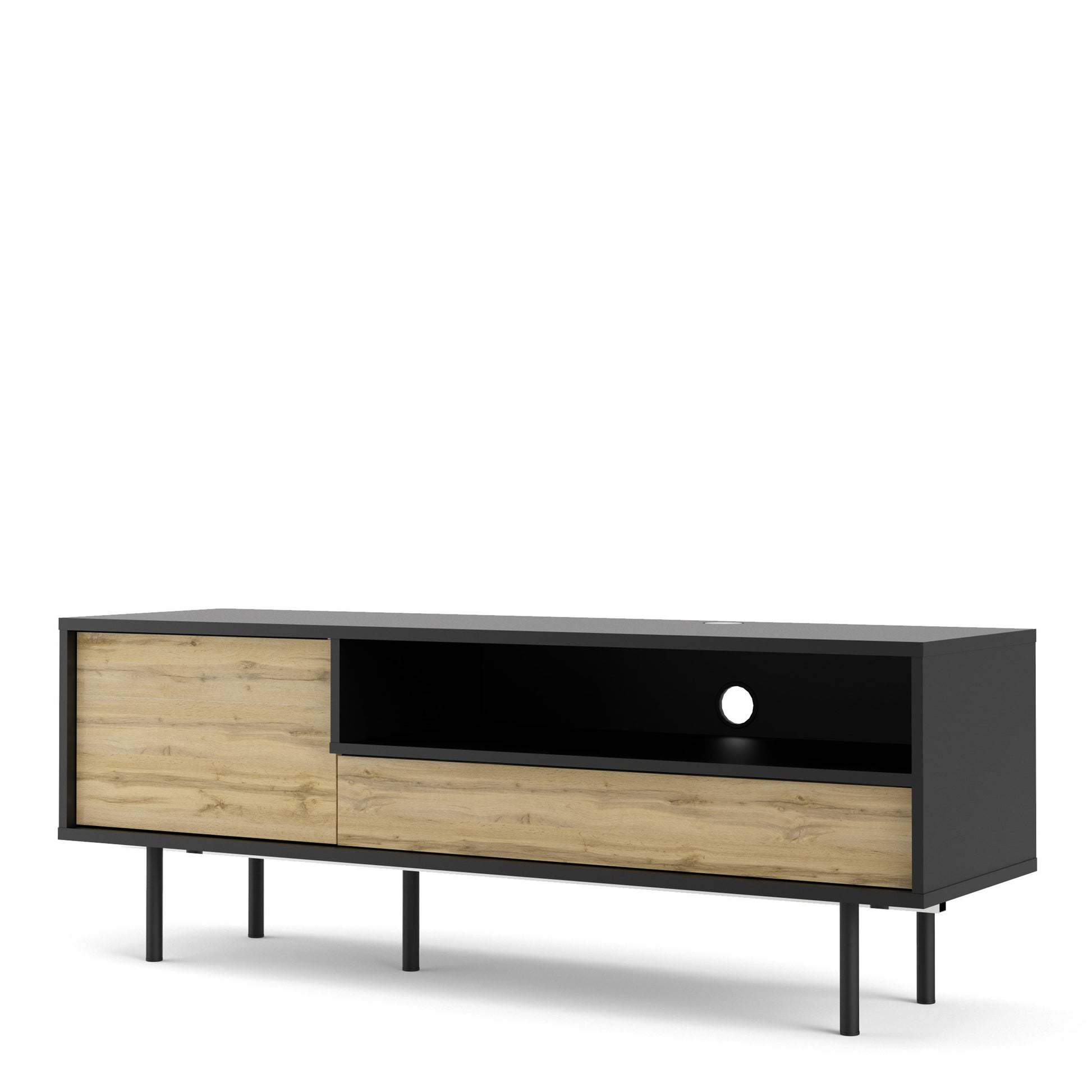 Match TV Unit 1 Door 1 Drawer in Black/Oak