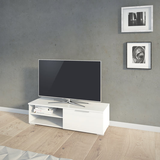 Match TV Unit 1 Drawers 2 Shelf in White High Gloss