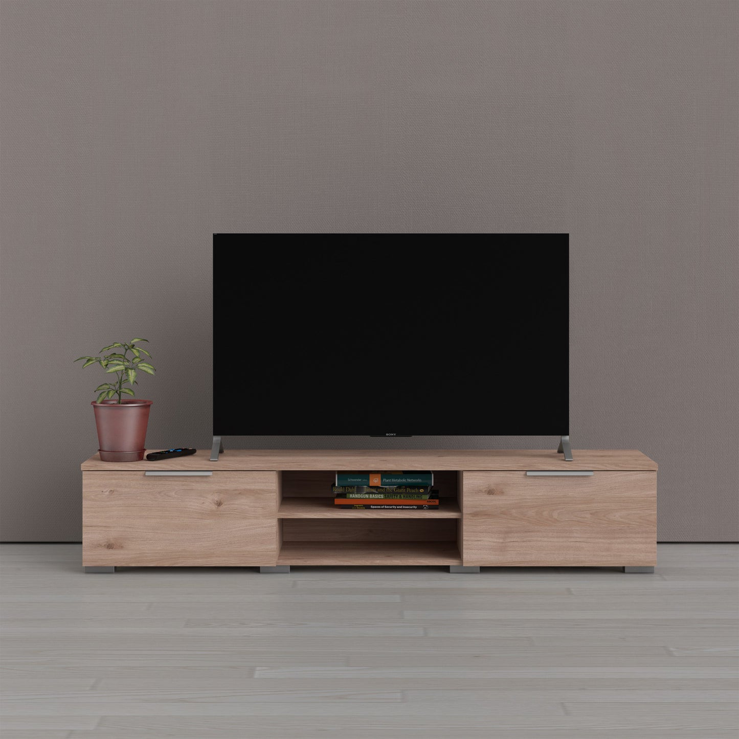 Match TV Unit 2 Drawers 2 Shelf in Jackson Hickory Oak