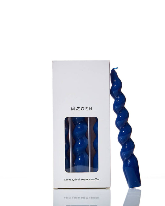 MÆGEN Spiral Taper Candles - 3 Pack - Navy