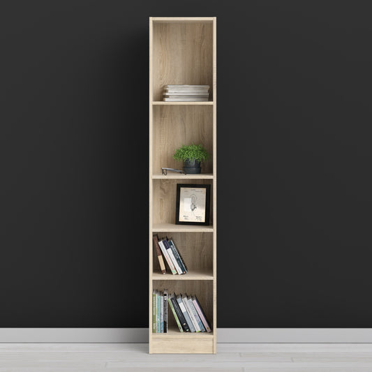 Basic Tall Narrow Bookcase (4 Shelves) in Oak