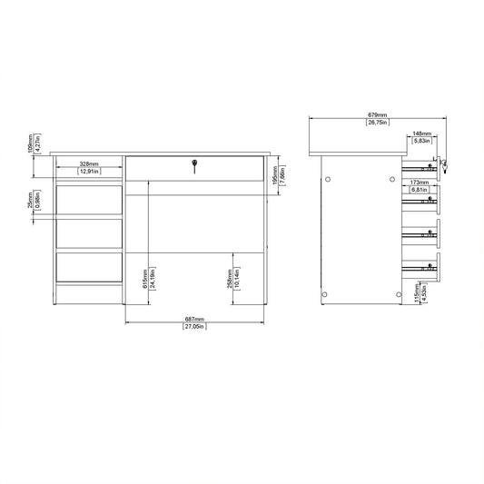 Function Plus 4 Drawer Desk Handleless Drawer in Jackson Hickory Oak