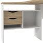 Function Plus Corner Desk 2 Drawers in White and Oak