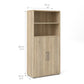 Prima Bookcase 3 Shelves with 2 Doors in Oak