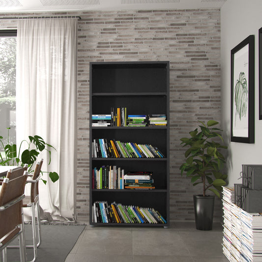 Prima Bookcase 4 Shelves in Black Woodgrain