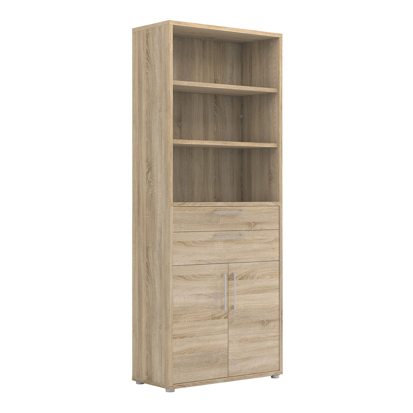 Prima Bookcase 3 Shelves with 2 Drawers 2 Doors in Oak