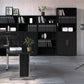 Prima Bookcase 4 Shelves with 2 Doors in Black Woodgrain