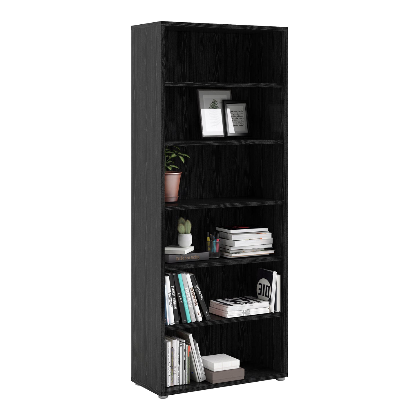 Prima Bookcase 5 Shelves in Black Woodgrain