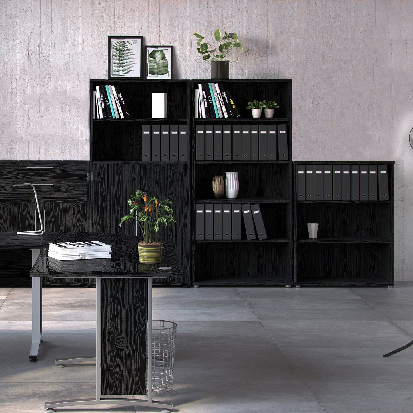 Prima Bookcase 2 Shelves in Black Woodgrain