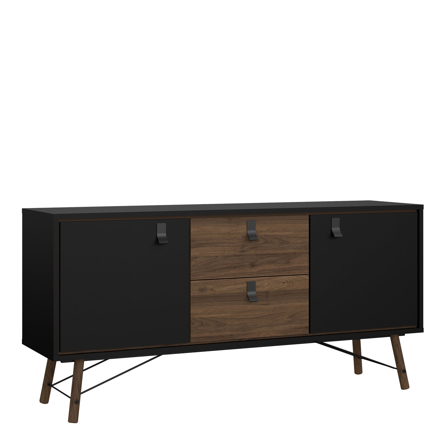 Ry Sideboard 2 Doors 2 Drawers in Matt Black Walnut