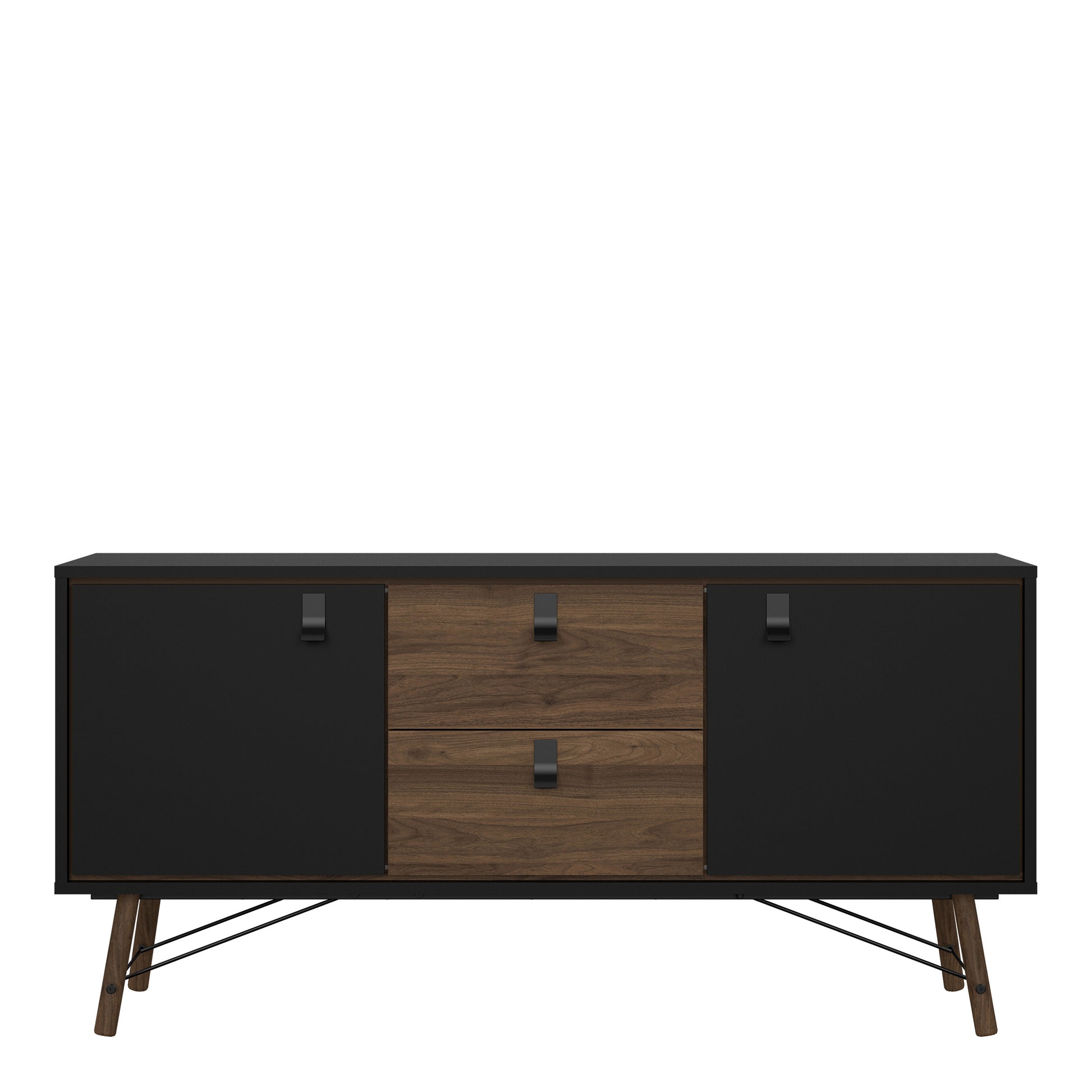 Ry Sideboard 2 Doors 2 Drawers in Matt Black Walnut