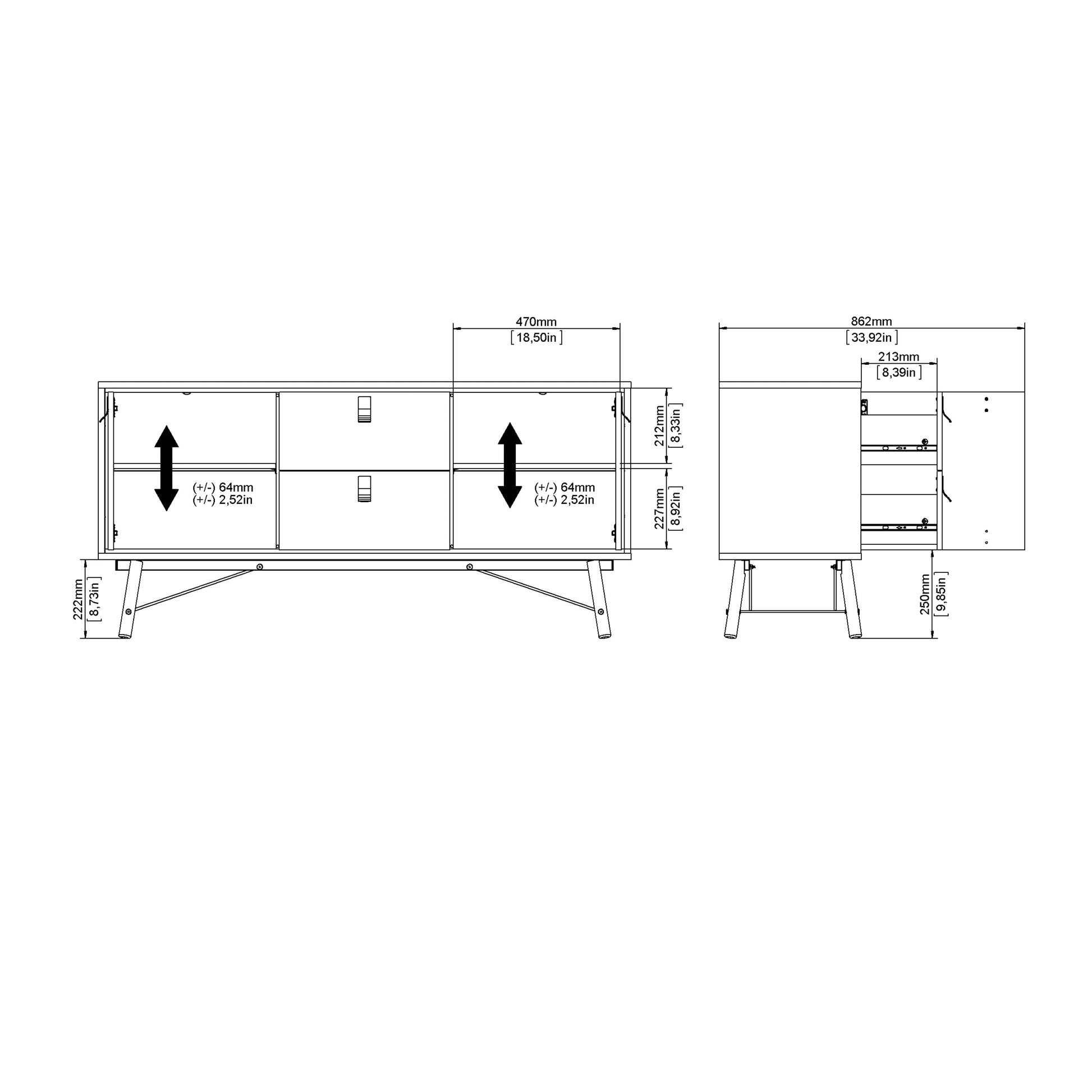 Ry Sideboard 2 Doors 2 Drawers in Matt White