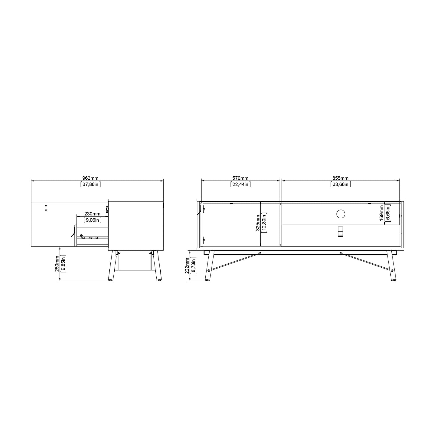 Ry TV Unit 1 Door 1 Drawer in Matt Black Walnut