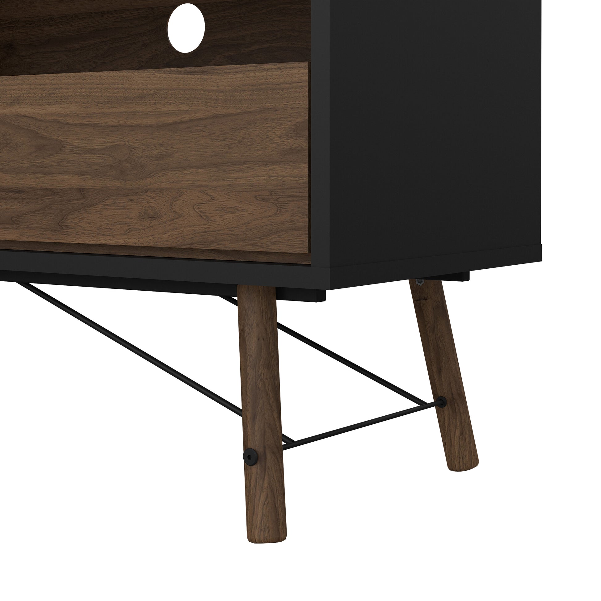 Ry TV Unit 1 Door 1 Drawer in Matt Black Walnut