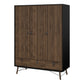 Ry Wardrobe 3 Doors 3 Drawers in Matt Black Walnut