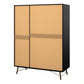 Ry Wardrobe 3 Doors 3 Drawers in Matt Black Walnut