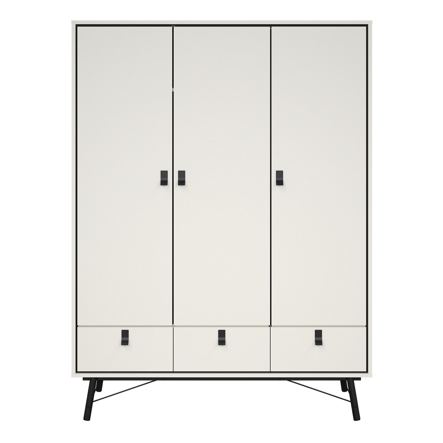 Ry Wardrobe 3 Doors 3 Drawers in Matt White