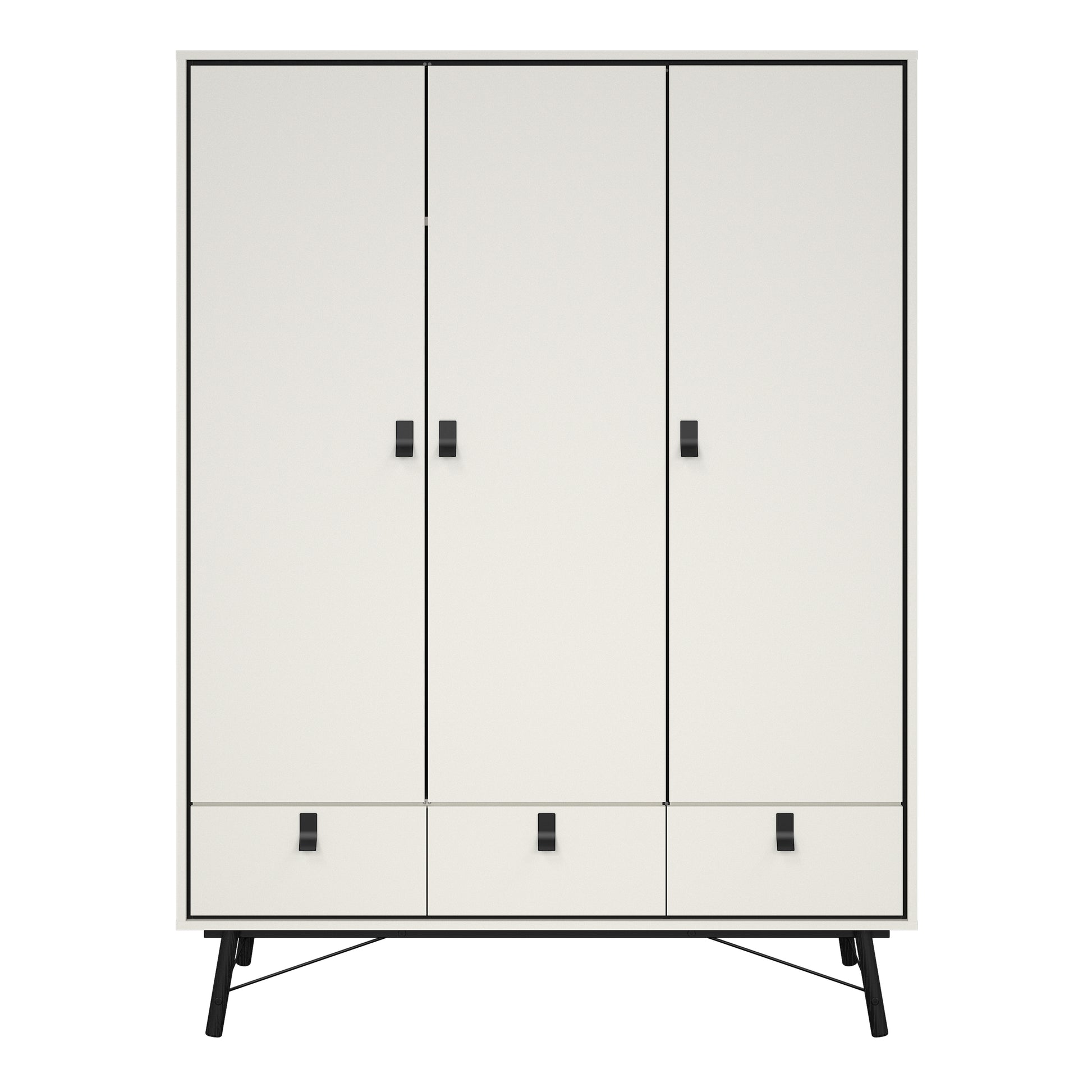 Ry Wardrobe 3 Doors 3 Drawers in Matt White